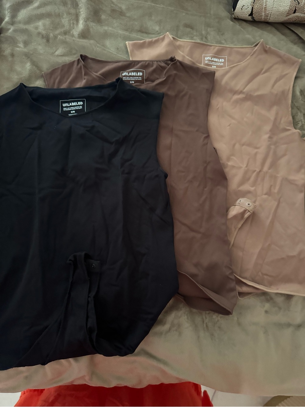 Womens Sleeveless Shell Top - Black, Dark Brown, Light Brown unlabeled